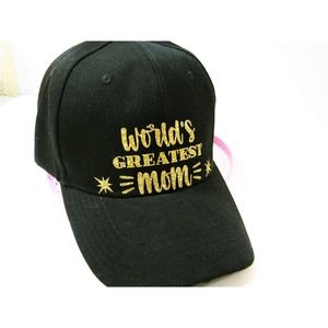Glittery Gold Bling Greatest Mom Baseball Trucker style Cap Hat